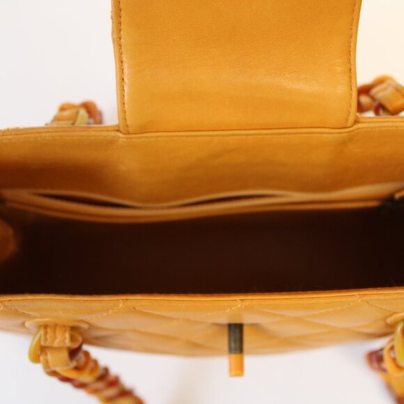 Chanel Vintage Mustard Lambskin Bag - Picture 7 of 11